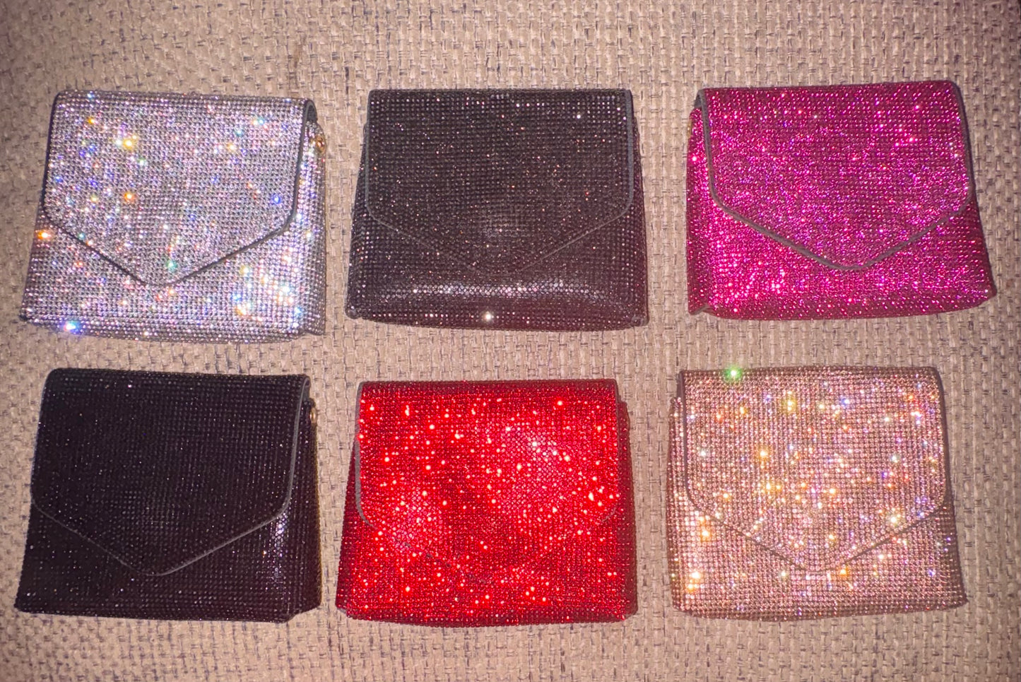 Bling Bling!! Crystal-embellished mini shoulder/evening bag with adjustable gold chain - available in 6 colors