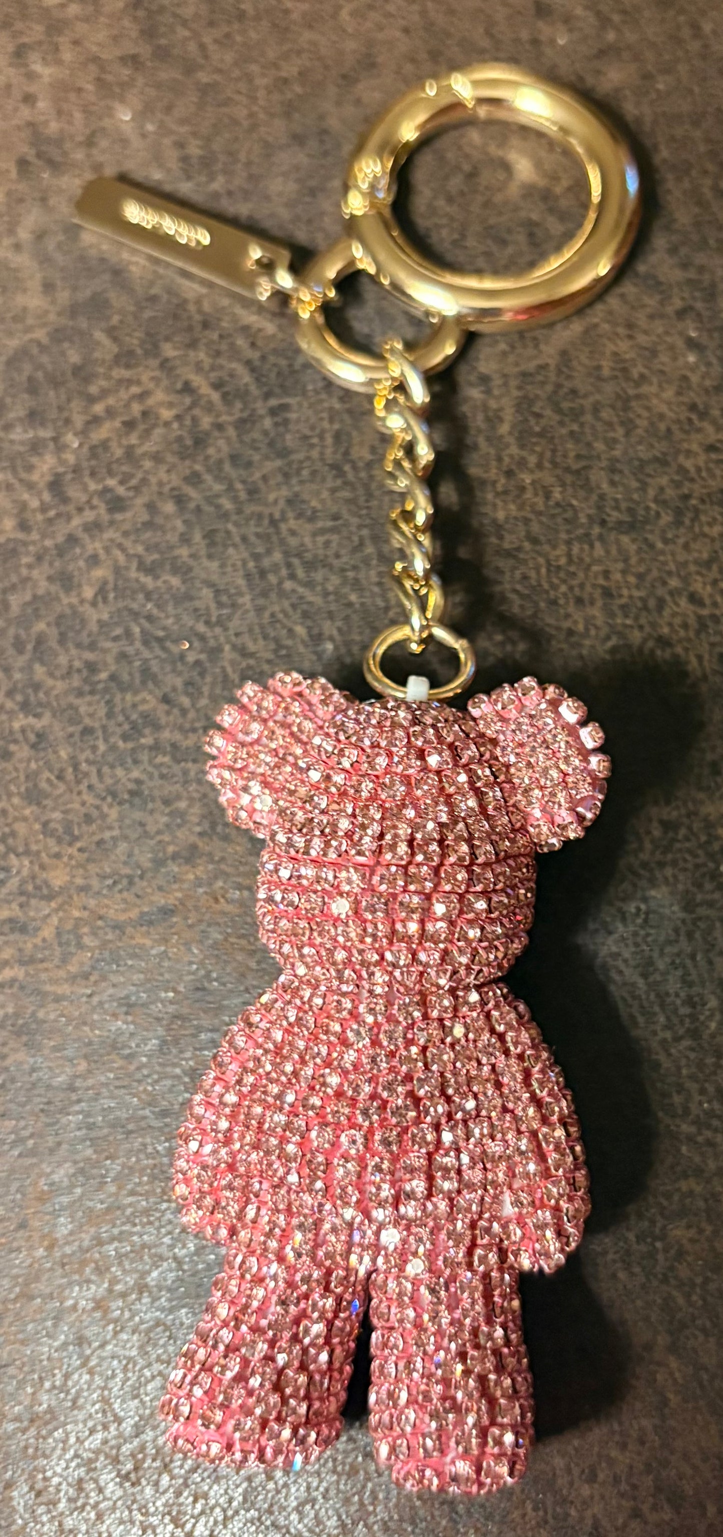 Bling Bling!! Large Rhinestone teddy bear keychain/ bag charm available in 3 colors - made in Italy