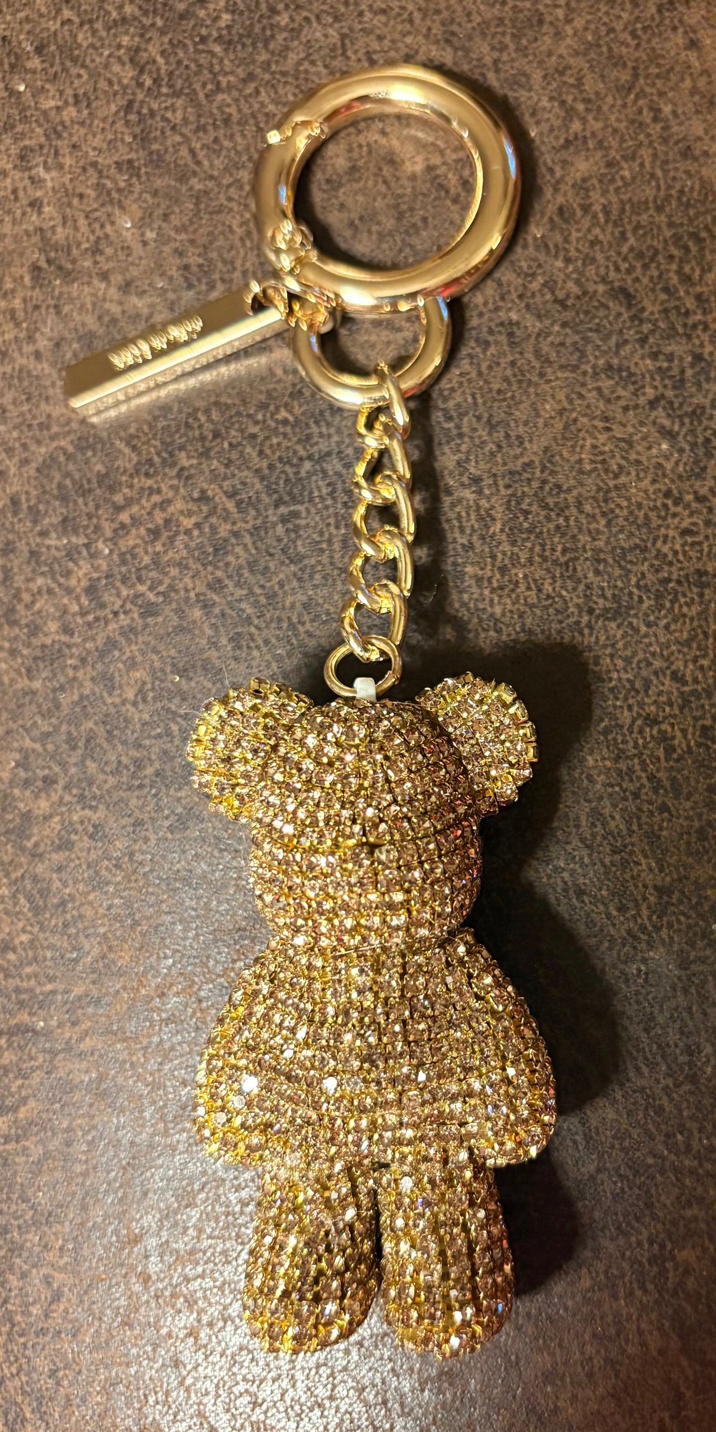 Bling Bling!! Large Rhinestone teddy bear keychain/ bag charm available in 3 colors - made in Italy