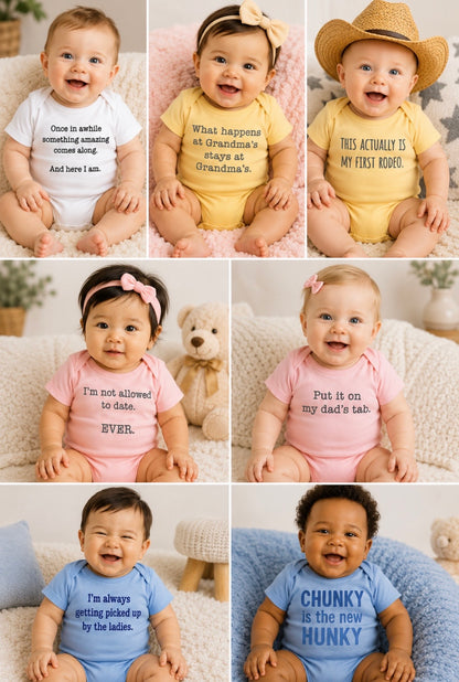 Clothing for baby - Printed Baby Onesies with Funny Sayings (7 styles)