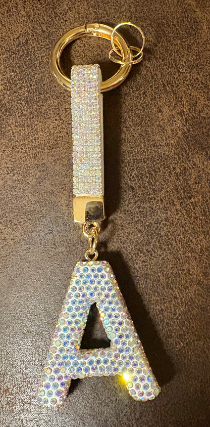 Bling Bling!! Rhinestone Initial keychain/ bag charm - available in multiple letters and 2 colors