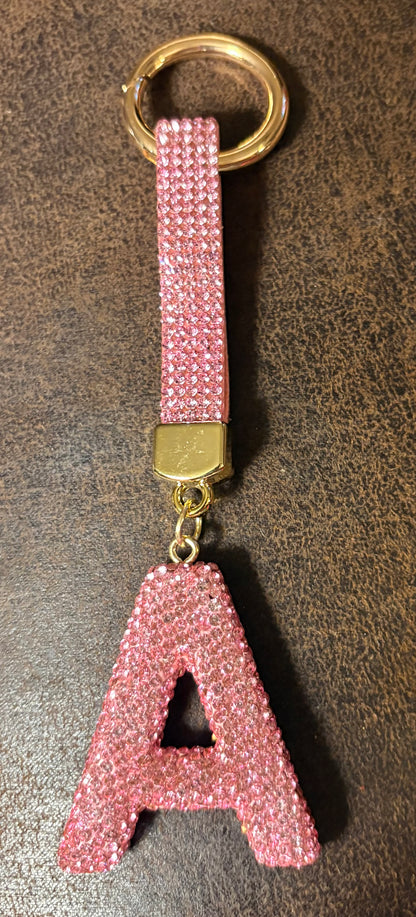 Bling Bling!! Rhinestone Initial keychain/ bag charm - available in multiple letters and 2 colors