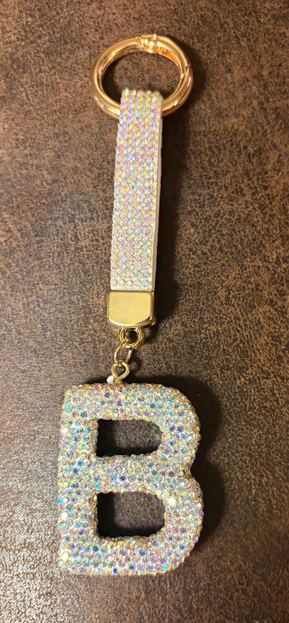 Bling Bling!! Rhinestone Initial keychain/ bag charm - available in multiple letters and 2 colors