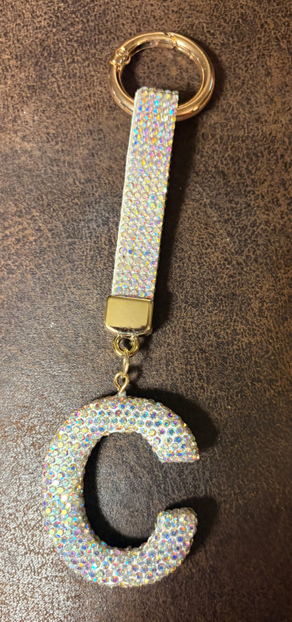 Bling Bling!! Rhinestone Initial keychain/ bag charm - available in multiple letters and 2 colors