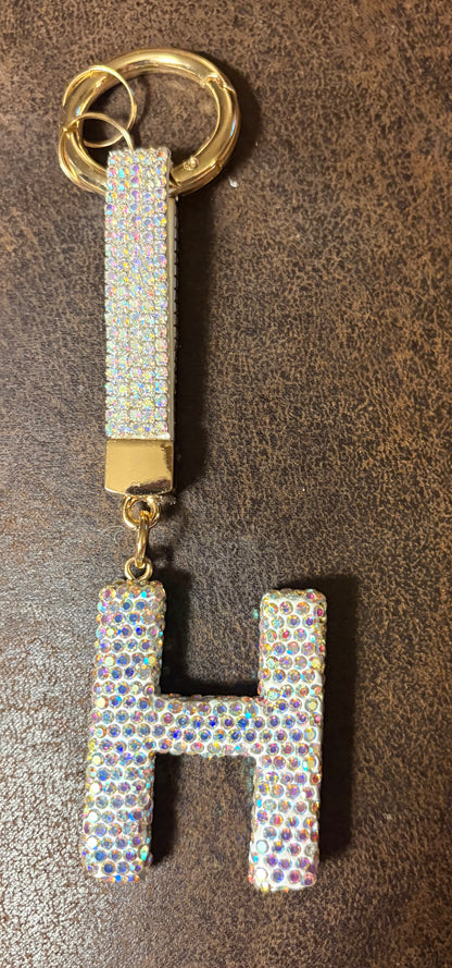 Bling Bling!! Rhinestone Initial keychain/ bag charm - available in multiple letters and 2 colors
