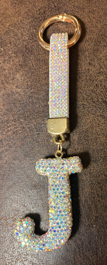 Bling Bling!! Rhinestone Initial keychain/ bag charm - available in multiple letters and 2 colors