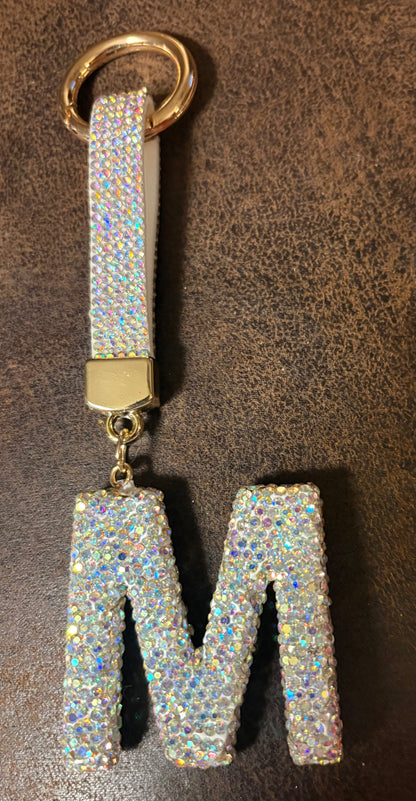 Bling Bling!! Rhinestone Initial keychain/ bag charm - available in multiple letters and 2 colors