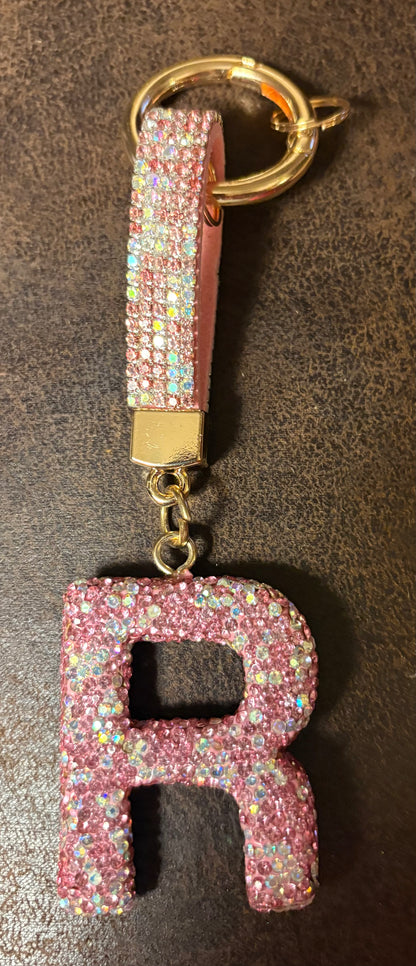 Bling Bling!! Rhinestone Initial keychain/ bag charm - available in multiple letters and 2 colors