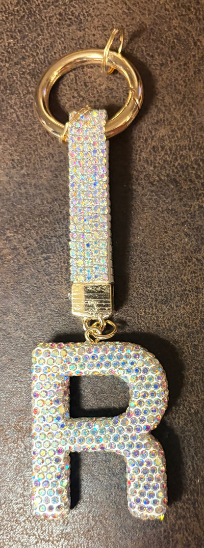 Bling Bling!! Rhinestone Initial keychain/ bag charm - available in multiple letters and 2 colors