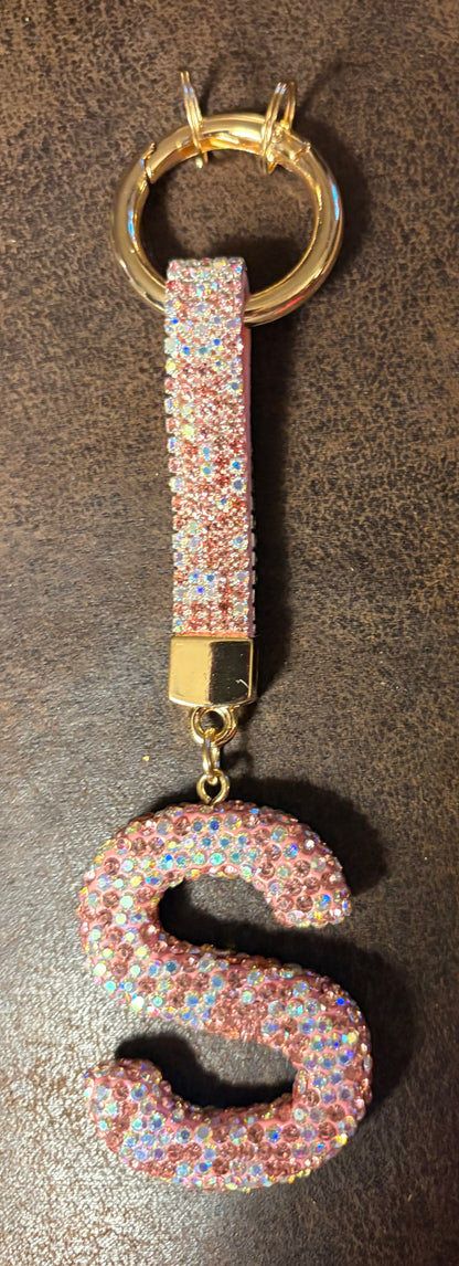 Bling Bling!! Rhinestone Initial keychain/ bag charm - available in multiple letters and 2 colors