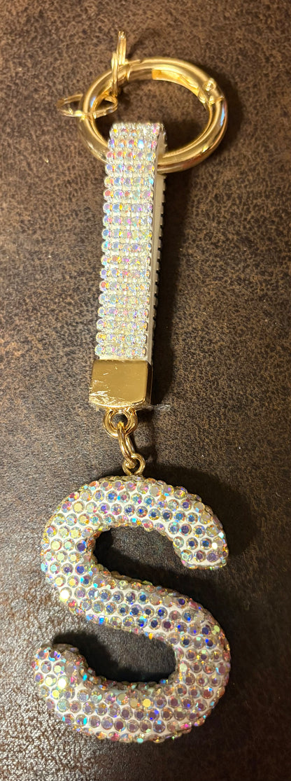 Bling Bling!! Rhinestone Initial keychain/ bag charm - available in multiple letters and 2 colors