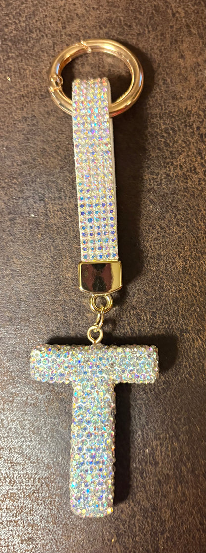 Bling Bling!! Rhinestone Initial keychain/ bag charm - available in multiple letters and 2 colors
