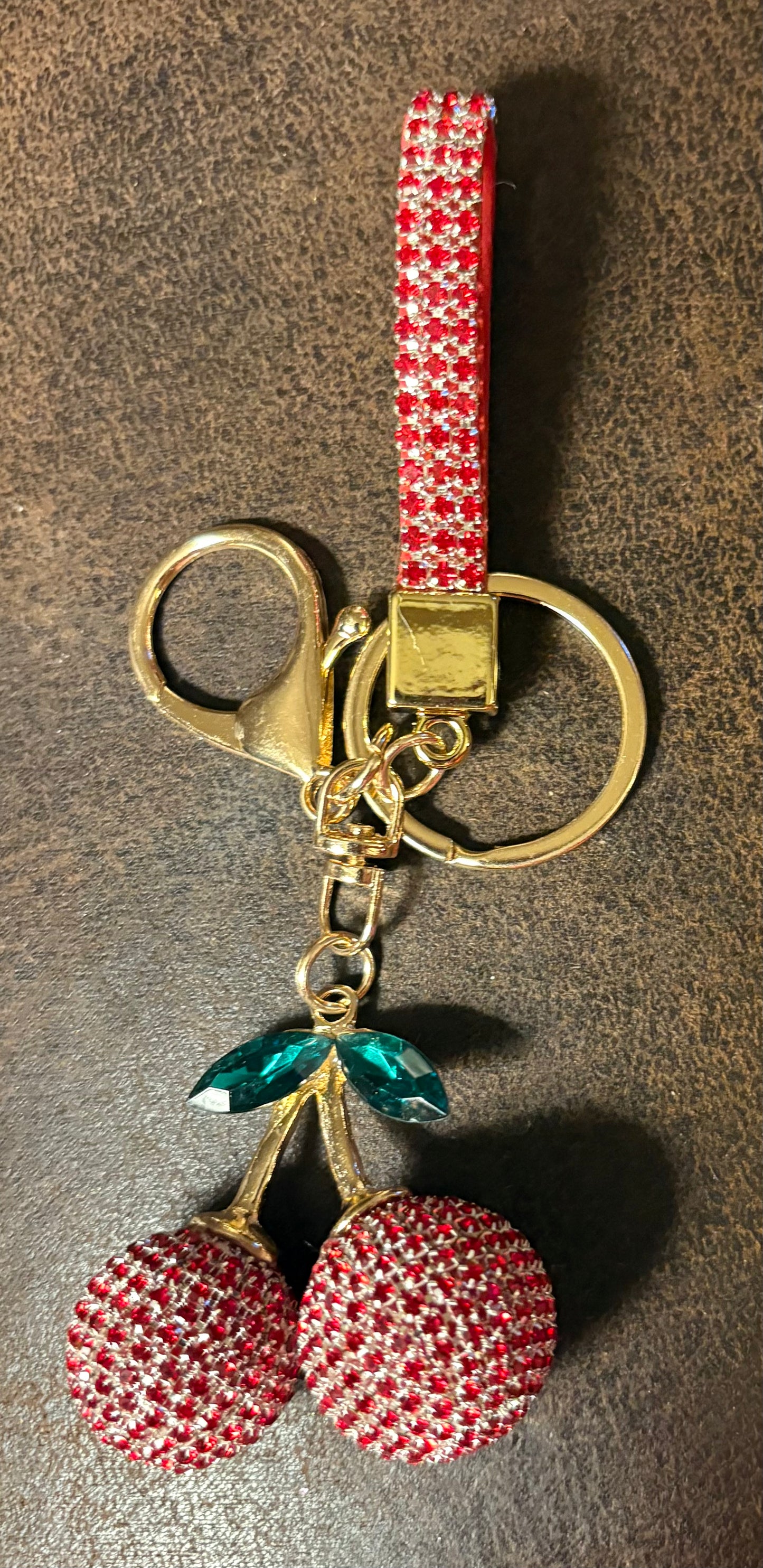 Bling Bling!! Rhinestone cherry keychain/ bag charm - available in 3 colors