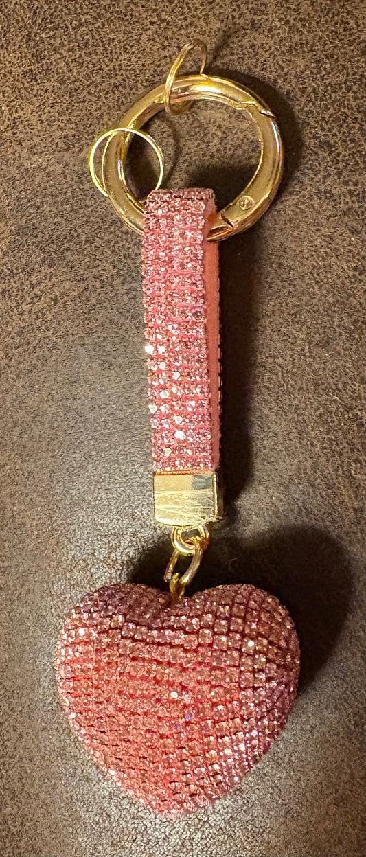 Bling Bling!! Rhinestone heart keychain/ bag charm - available in 4 colors