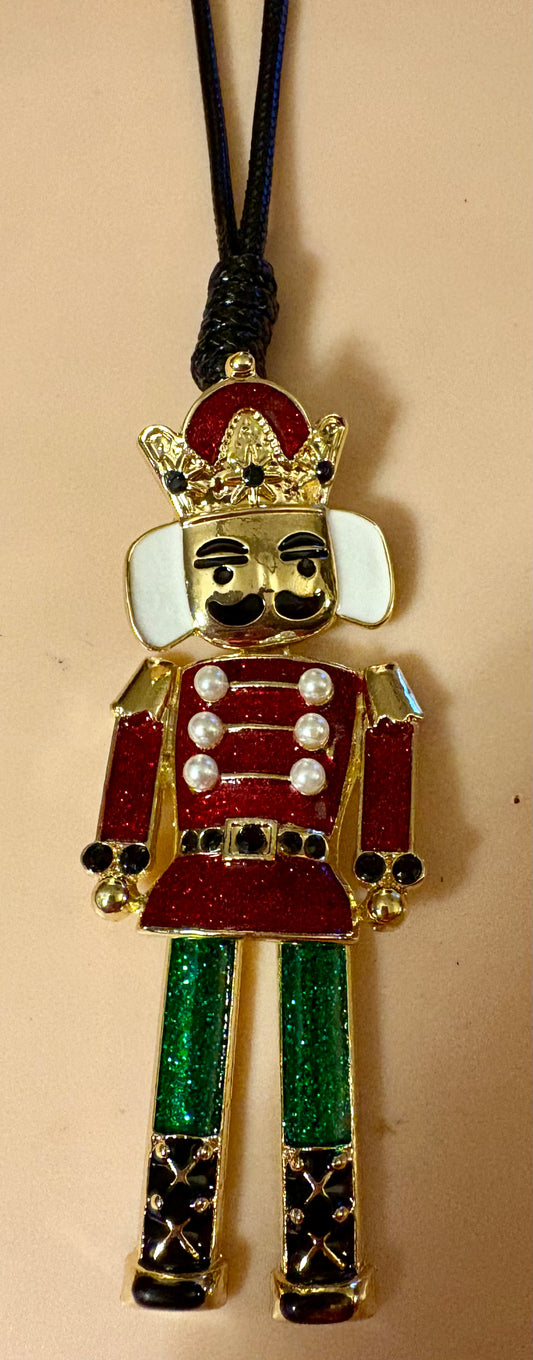 Necklace - Large Enamel Nutcracker with Pearls available in 2 colors