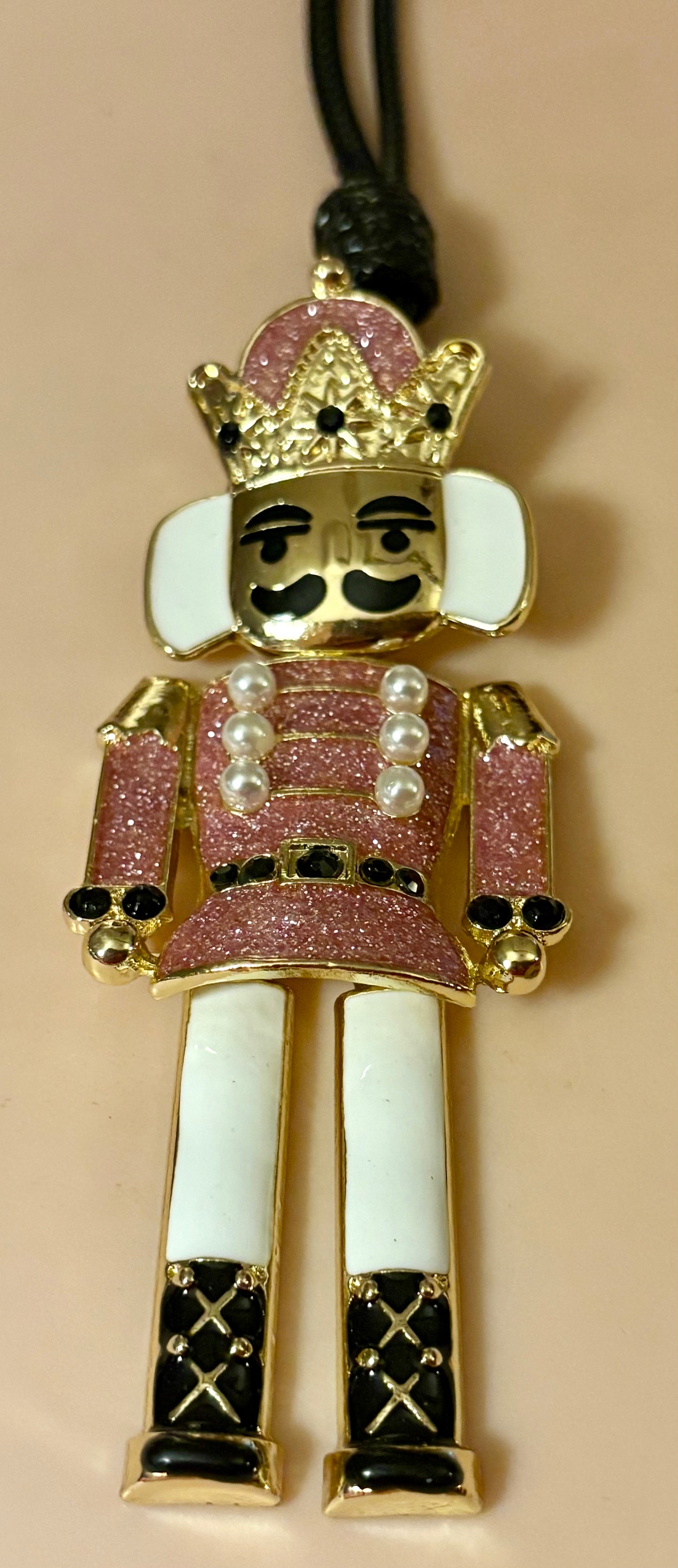 Necklace - Large Enamel Nutcracker with Pearls available in 2 colors