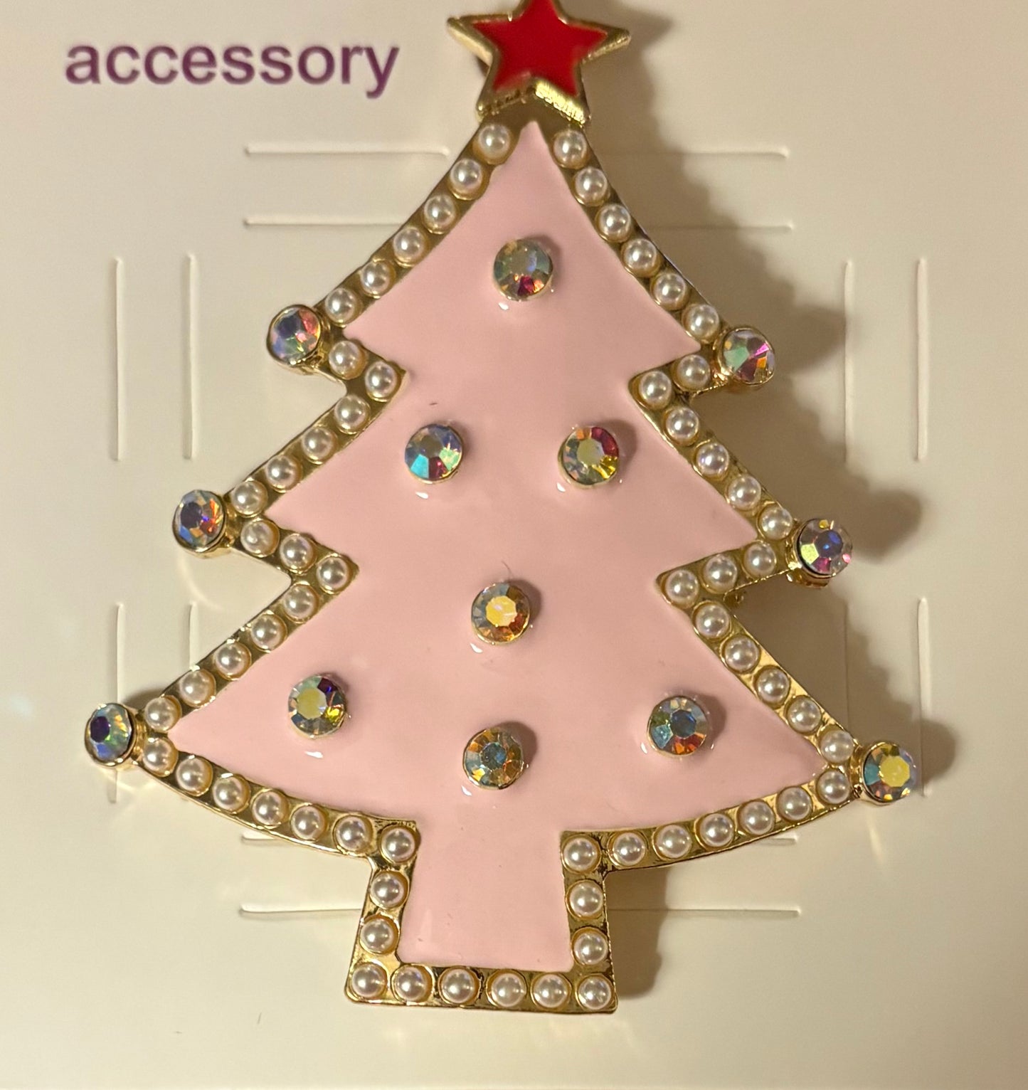 Brooch - Large Enamel Christmas tree with rhinestones - available in 3 styles/ colors
