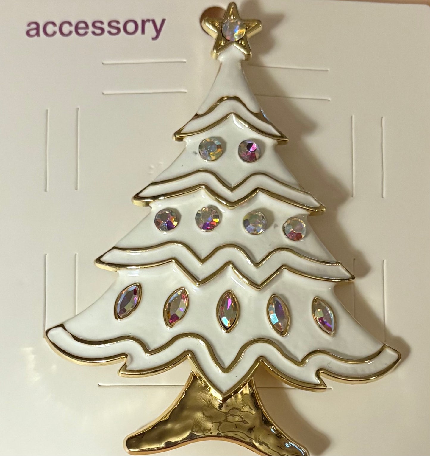 Brooch - Large Enamel Christmas tree with rhinestones - available in 3 styles/ colors
