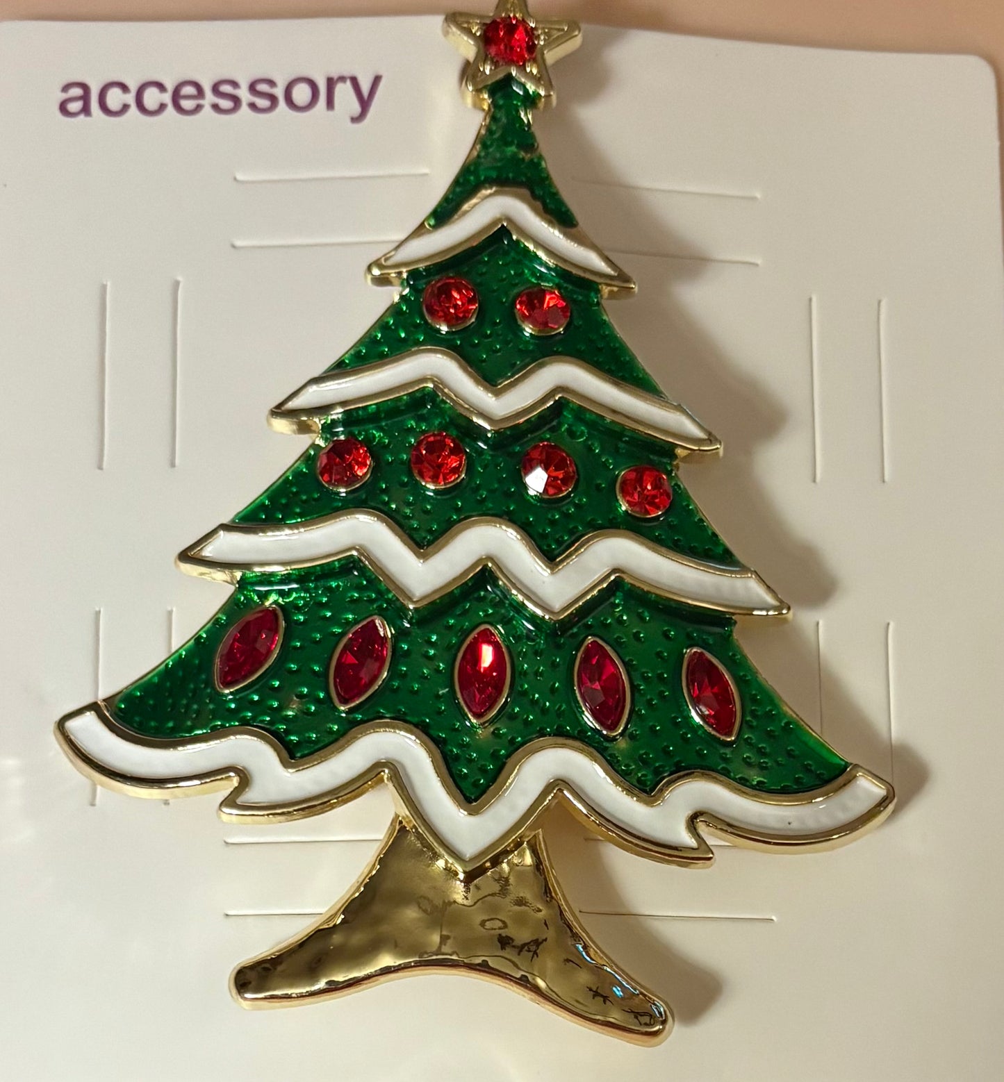 Brooch - Large Enamel Christmas tree with rhinestones - available in 3 styles/ colors