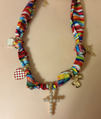 Necklace - Scarf with charms - multiple styles available