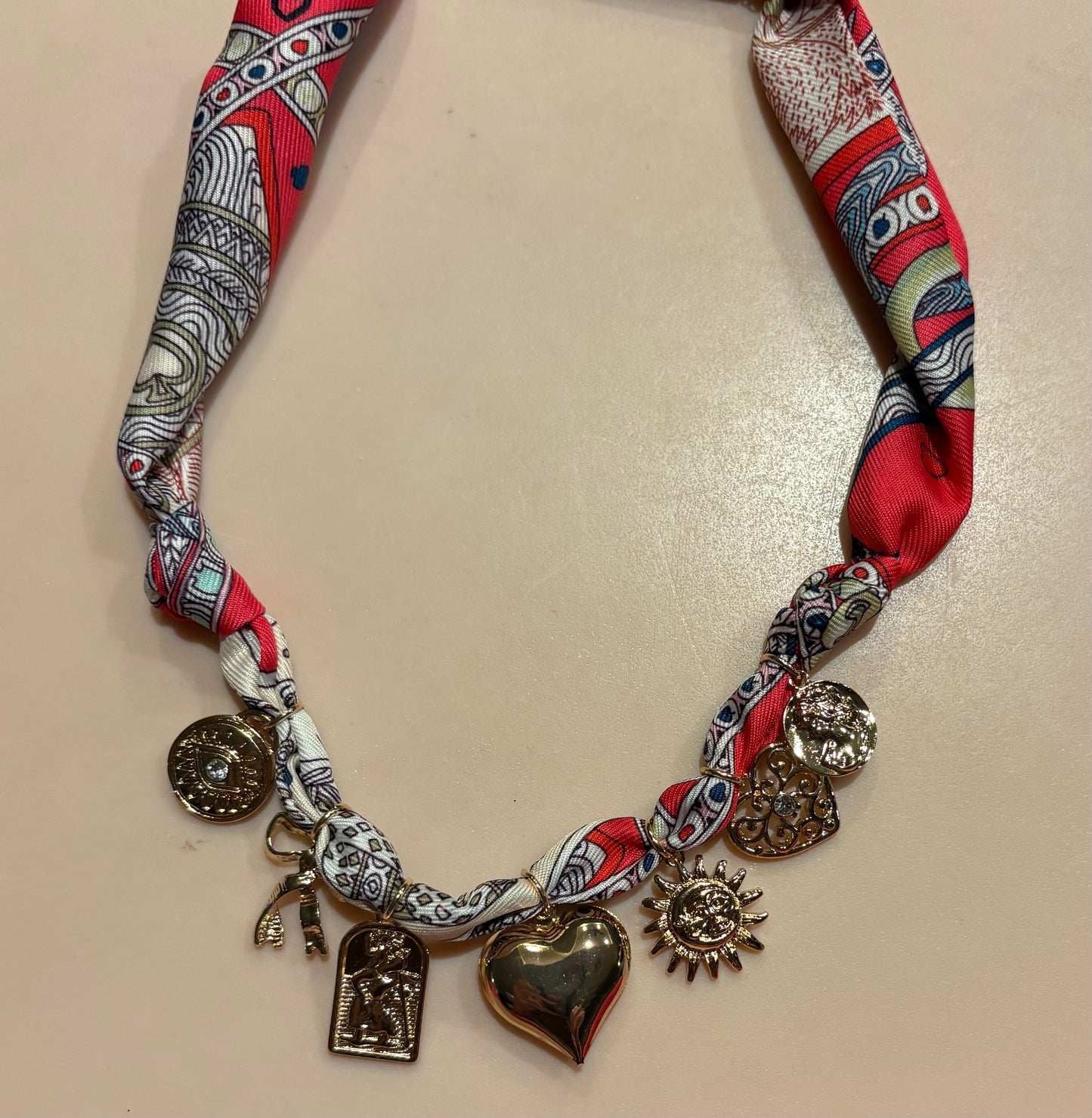 Necklace - Scarf with many charms - multiple styles available