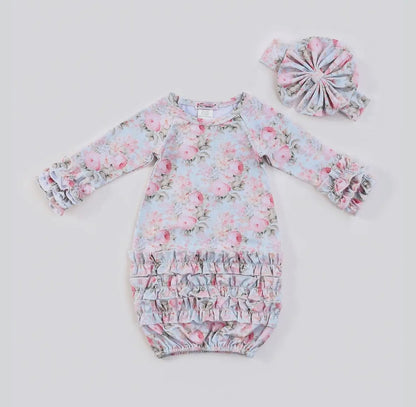 Clothing for Baby Girl - Vintage Peach Baby Gown fits Newborn to 3 Months