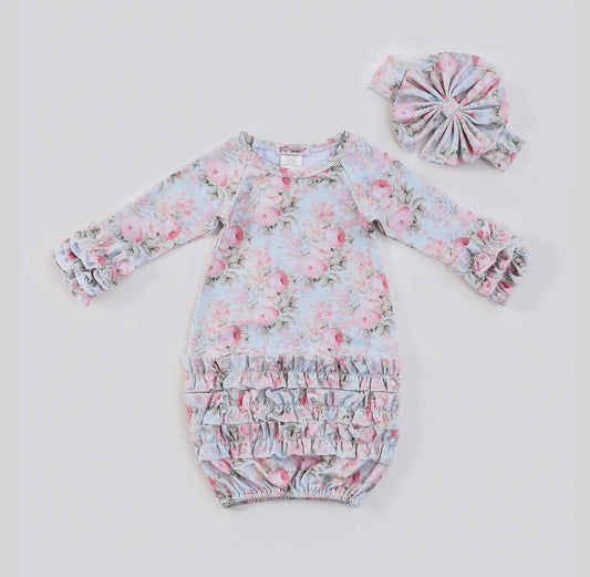 Clothing for Baby Girl - Vintage Peach Baby Gown fits Newborn to 3 Months