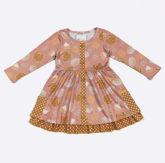 Clothing for Toddler Girl - Turkey Pumpkin Pie Girls Dress
