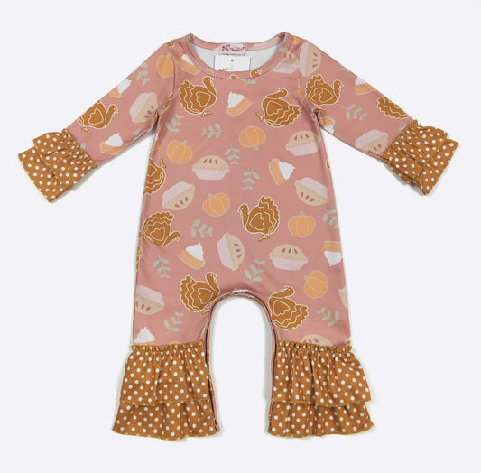 Clothing for Baby Girl - Turkey Pumpkin Pie Fall Baby Romper