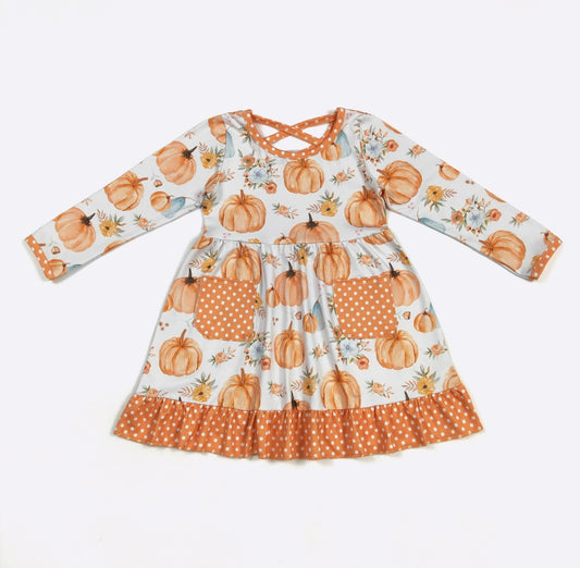 Clothing for Toddler Girl - Fall Pumpkin Girls Dress