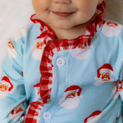 Clothing for Baby Girl - Baby Ruffle Buttflap Pajamas - Vintage Santa Holiday Lounge