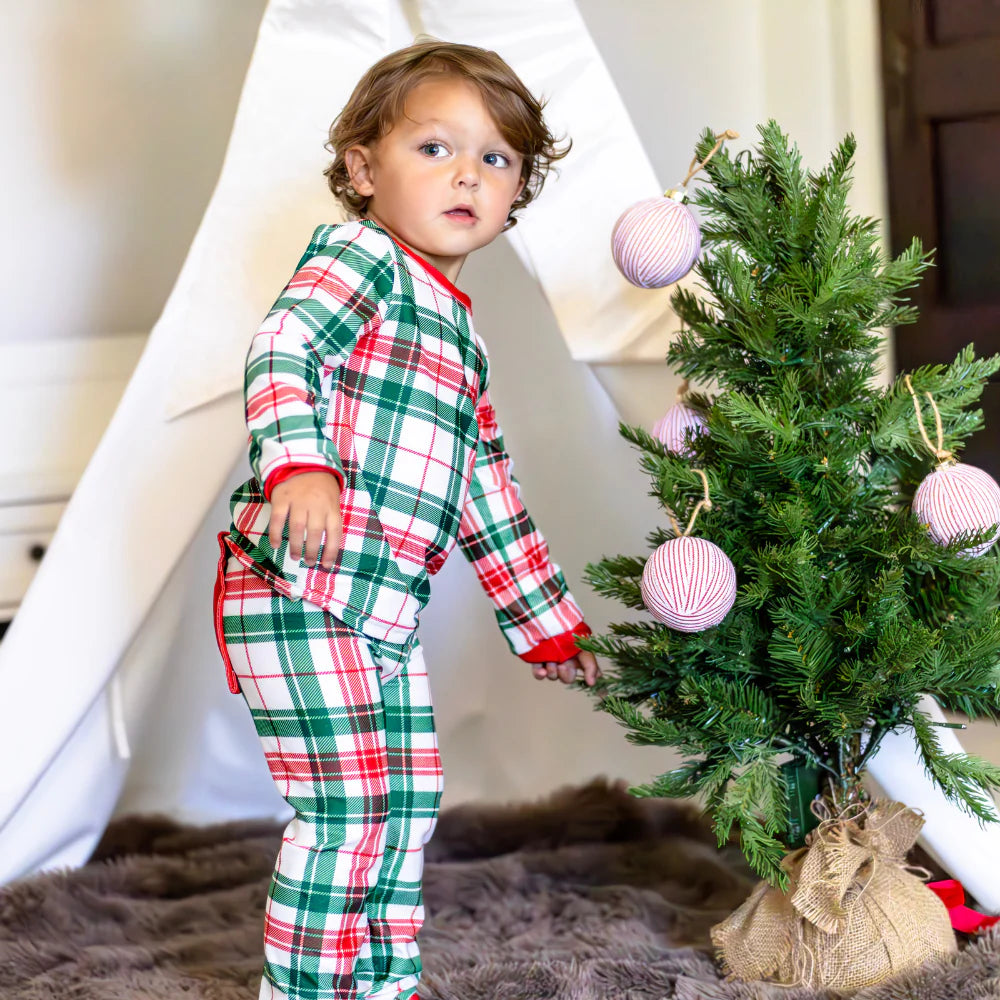 Clothing for Baby Boy - Buttflap Pajamas - Christmas Plaid Holiday Lounge