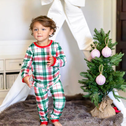 Clothing for Baby Boy - Buttflap Pajamas - Christmas Plaid Holiday Lounge