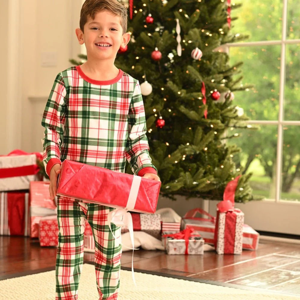 Clothing for Baby Boy - Buttflap Pajamas - Christmas Plaid Holiday Lounge
