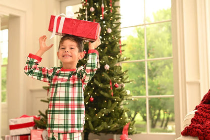 Clothing for Baby Boy - Buttflap Pajamas - Christmas Plaid Holiday Lounge