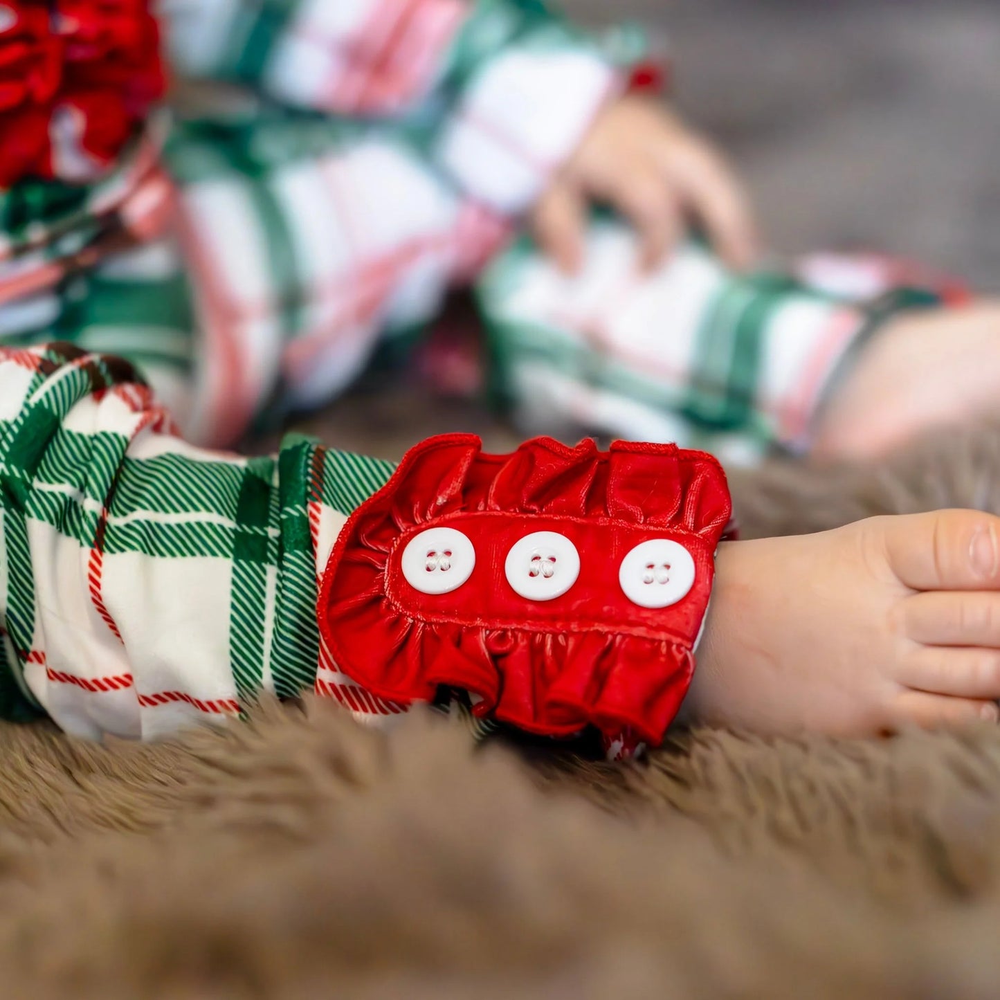 Clothing for Baby Girl - Ruffle Buttflap Pajamas - Christmas Plaid Holiday Lounge