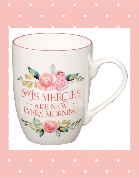 Mug Pink Floral Mercies Are New Lam. 3:22-23