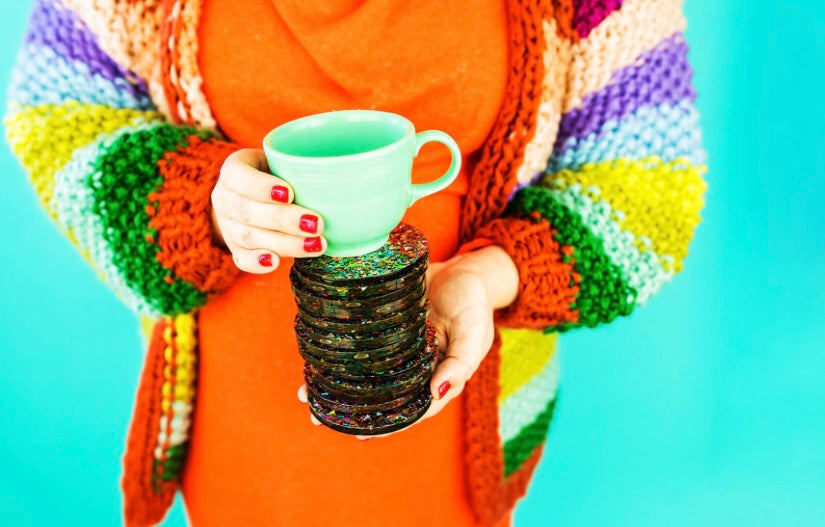 Fun Confetti Acrylic Coasters - Glitter Coaster - by Taylor Elliott Designs