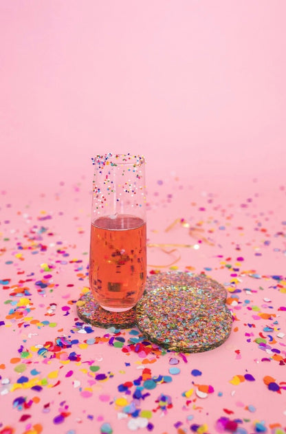 Fun Confetti Acrylic Coasters - Glitter Coaster - by Taylor Elliott Designs