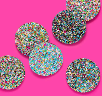 Fun Confetti Acrylic Coasters - Glitter Coaster - by Taylor Elliott Designs