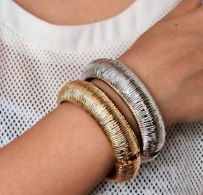 Bracelet- Maxi Chunky Hinged Statement Cuff in gold or silver