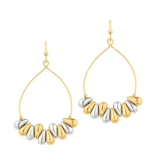Earrings - Beaded Teardrop two tone