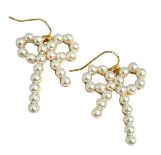 Earrings - Pearl Bow Dangle