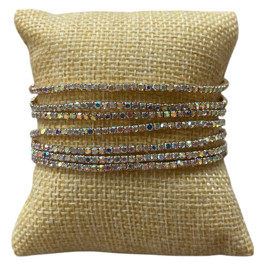 Bracelet - Set Of 7 Stretchable Bangle-Style AB crystals in gold