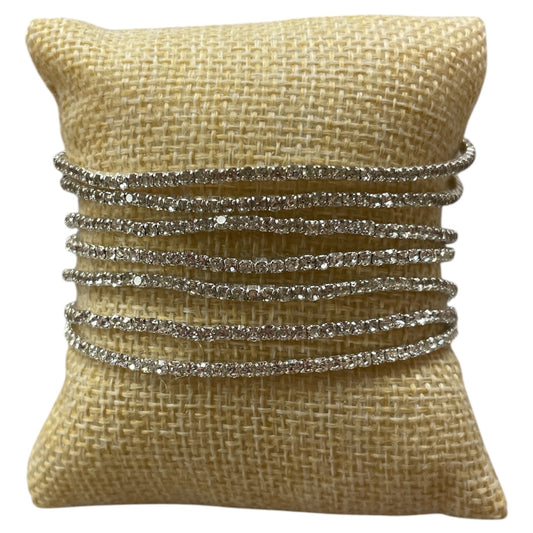 Bracelet - Set Of 7 Stretchable Bangle-Style AB crystals in silver