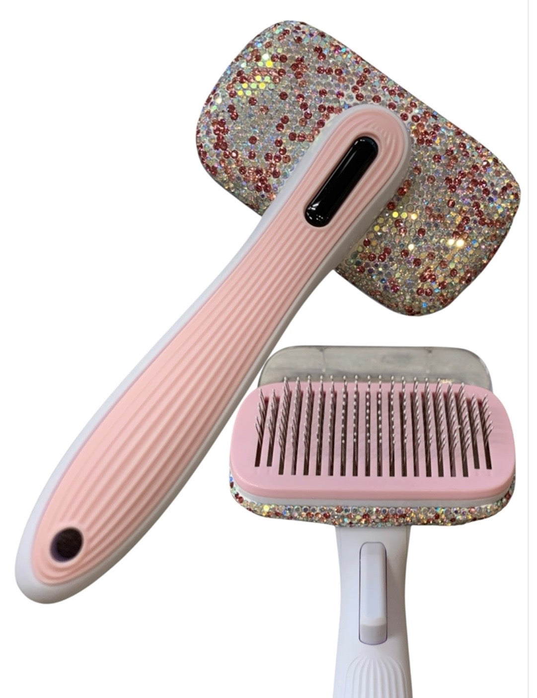 Bling Bling!! Pet Brush with Cover- Auto Clean - available in 2 colors