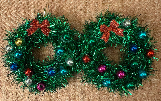 Earrings - Tinsel Wreathe Christmas