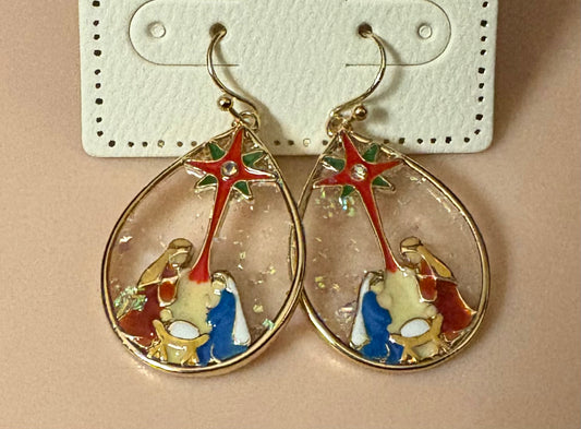Earrings - Nativity Teardrop Christmas