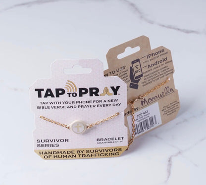 Tap to Pray™ Survivor Series NFC Cross Bracelet – 14K Gold-Plated Vanilla Cross