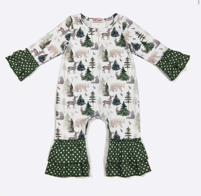 Clothing for Baby Girl -Emerald Woodland Baby Romper